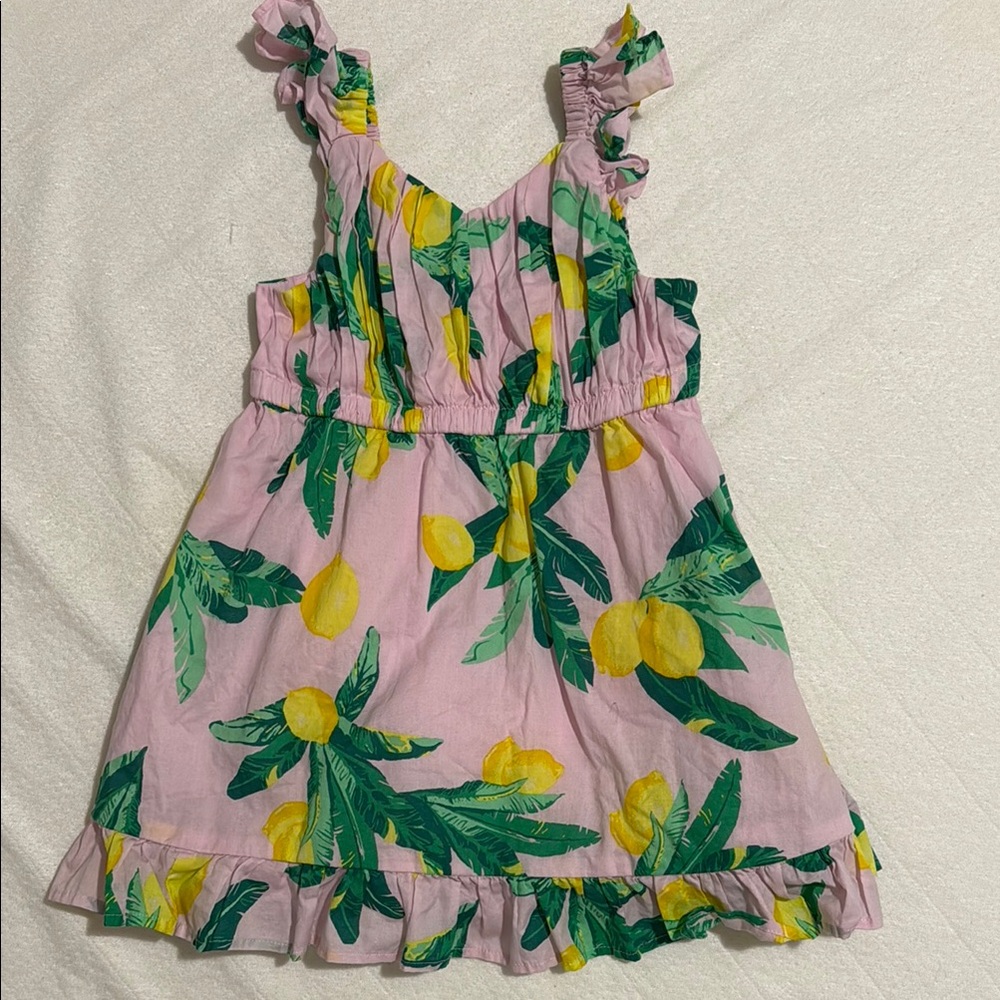 J. Crew Pink Dress with Green and Yellow Leaf Pattern